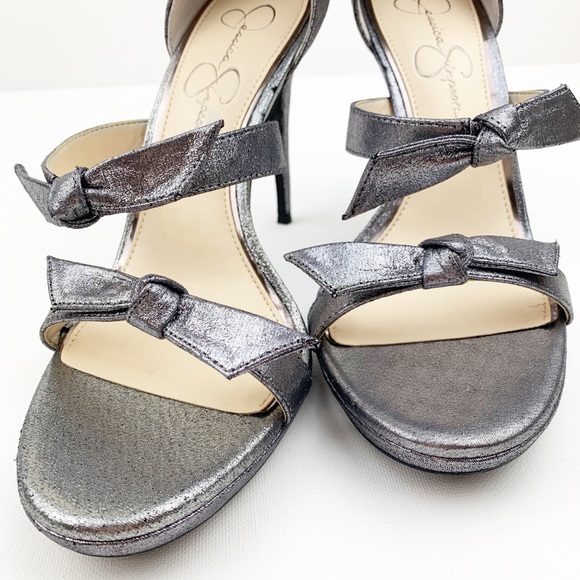 Jessica Simpson Kaycie Metallic Silver Stiletto Sandals - Picture 5 of 10